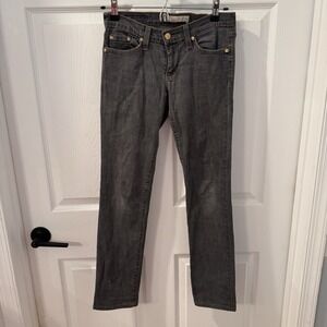 Flying Monkey Gray Wash Jeans Womens Sz 3 Low Rise Denim Whiskers Grunge 28x28.5